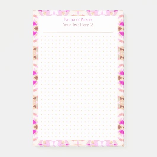 Custom Pink Brown Dot Grid Student Geschenkplaner Post-it Klebezettel (Vorderseite)