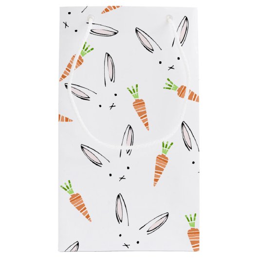 Custom Pink Bunny Rabbit and Carrot Pattern Basket Kleine Geschenktüte (Rückseite)