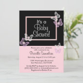 Custom Pink Butterfly Baby Shower Einladungskarte Einladung (Stehend Vorderseite)
