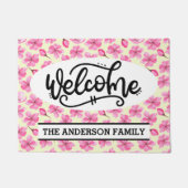 Custom Pink Cherry Blossom Blumenladen Willkommen Fußmatte (Vorderseite)