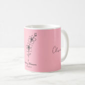 Custom Pink Cherry Blossom März Individuelle Name  Kaffeetasse (VorderseiteRechts)