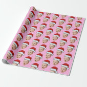 Custom Pink Christmas Face Photo Santa Hat Geschenkpapier (Ungerollt)
