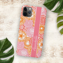 Custom Pink Corn Red Orange Floral Art Muster