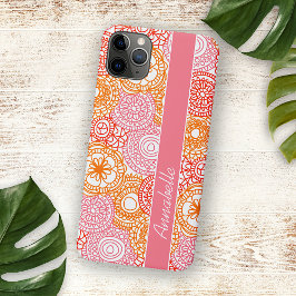 Custom Pink Corn Red Orange Floral Art Muster iPhone 12 Pro Max Hülle
