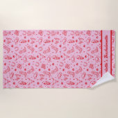 Custom Pink Cowgirl Cowgirl Junggeselinnen-Abschie Strandtuch (Vorderseite)
