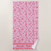 Custom Pink Cowgirl Cowgirl Junggeselinnen-Abschie Strandtuch (Vorderseite)