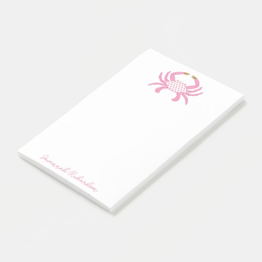 Custom Pink Crab, Coastal Sticky Notes Post-it Klebezettel (angewinkelt)