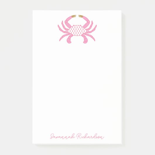 Custom Pink Crab, Coastal Sticky Notes Post-it Klebezettel (Vorderseite)