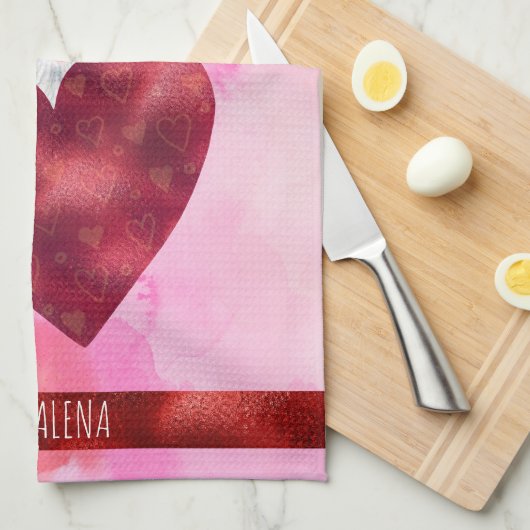 Custom Pink Dog Lover Valentine Geschenk Chihuahua Geschirrtuch (Viertel Falte)