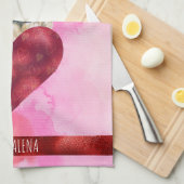 Custom Pink Dog Lover Valentine Gift Mops Geschirrtuch (Viertel Falte)