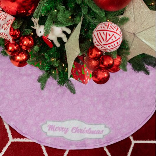 Custom Pink Doodle Weihnachts-Schlitten-Muster Polyester Weihnachtsbaumdecke