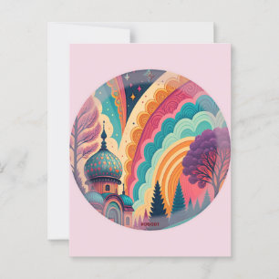 Custom Pink Fantasy Dome Postcard Postkarte