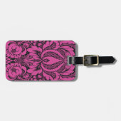 Custom Pink Fantasy Floral Luggage Tag Gepäckanhänger (Vorderseite horizontal)