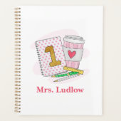 Custom Pink First Grade Lehrer Bewertung Planer (Vorderseite)