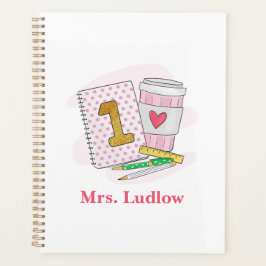 Custom Pink First Grade Lehrer Bewertung Planer