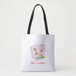 Custom Pink First Grade Teacher Coffee Tasche