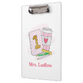 Custom Pink First Grade Teacher School Klemmbrett (Links)