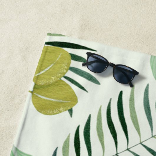 Custom Pink Flamingo Green Leaf Bachelorette Strandtuch (Beispiel)