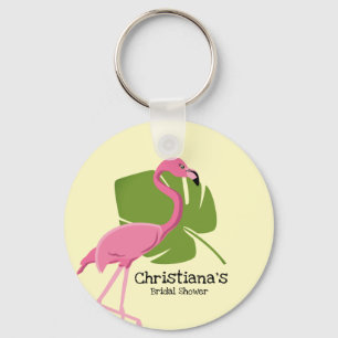 Custom Pink Flamingo Tropical Brautparty Schlüsselanhänger