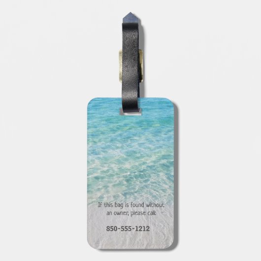 Custom Pink Flamingo Tropical Sandy Beach Modern Gepäckanhänger (Rückseite vertikal)