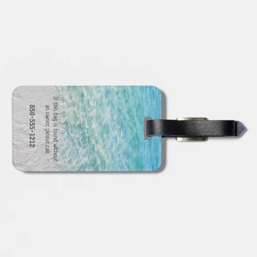 Custom Pink Flamingo Tropical Sandy Beach Modern Gepäckanhänger (Rückseite horizontal)