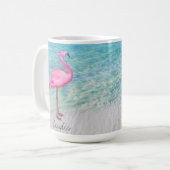 Custom Pink Flamingo Tropical Sandy Beach Modern Kaffeetasse (Vorderseite Links)