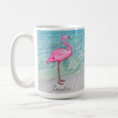 Custom Pink Flamingo Tropical Sandy Beach Modern Kaffeetasse (Links)