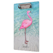 Custom Pink Flamingo Tropical Sandy Beach Modern Klemmbrett (Links)