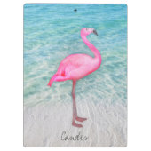 Custom Pink Flamingo Tropical Sandy Beach Modern Klemmbrett (Rückseite)
