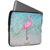 Custom Pink Flamingo Tropical Sandy Beach Modern Laptopschutzhülle (Vorne Rechts)