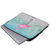 Custom Pink Flamingo Tropical Sandy Beach Modern Laptopschutzhülle (Vorne Knopf)