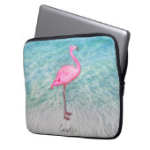 Custom Pink Flamingo Tropical Sandy Beach Modern Laptopschutzhülle (Vorderseite Links)