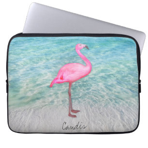 Custom Pink Flamingo Tropical Sandy Beach Modern Laptopschutzhülle