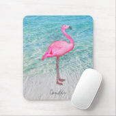 Custom Pink Flamingo Tropical Sandy Beach Modern Mousepad (Mit Mouse)