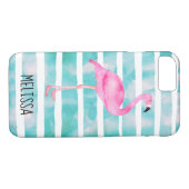 Custom Pink Flamingo Türkis Blue Streifen Case-Mate iPhone Hülle (Rückseite (Horizontal))