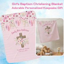 Custom Pink Floral Boho Girls BAPTISM CHRISTENENIN