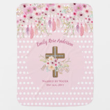 Custom Pink Floral Boho Girls BAPTISM CHRISTENENIN