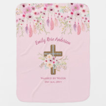 Custom Pink Floral Boho Girls BAPTISM CHRISTENENIN