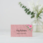 Custom Pink Floral Business Card Visitenkarte (Stehend Vorderseite)