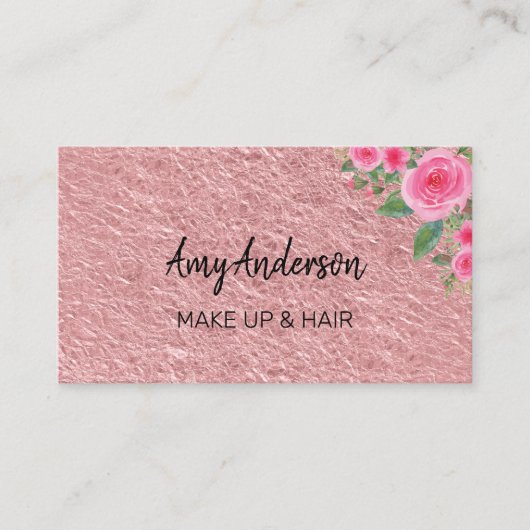 Custom Pink Floral Business Card Visitenkarte (Vorderseite)
