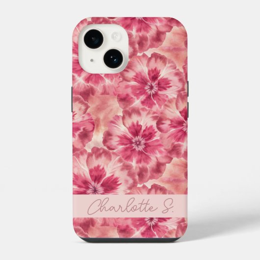 Custom Pink Floral Coquette iPhone Hülle (Rückseite)