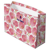 Custom Pink Floral Geschenktasche - Personalisiert Große Geschenktüte (Rückseite Schrägansicht)