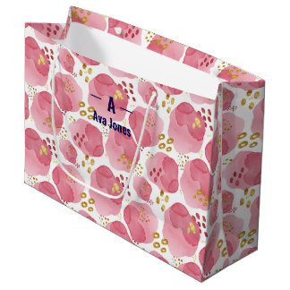 Custom Pink Floral Geschenktasche - Personalisiert Große Geschenktüte