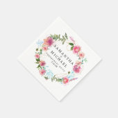 Custom Pink Floral & Gold Engagement Party Serviette (Ecke)
