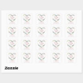 Custom Pink Floral Heart Wedding Sanitizer Gel Quadratischer Aufkleber (Blatt)