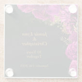 Custom Pink Floral Hochzeitstag Jahrestag Glasuntersetzer (Rückseite)