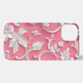 Custom Pink Floral iPhone Case| Niedlich| Rosa und Hülle (Rückseite (Horizontal))
