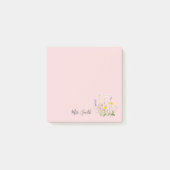 Custom Pink Floral Monogram Post-it Klebezettel (Vorderseite)