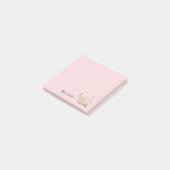 Custom Pink Floral Monogram Post-it Klebezettel (angewinkelt)