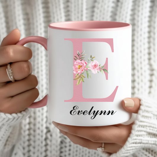 Custom Pink Floral Mug Gift for Mama or Grandma Tasse
